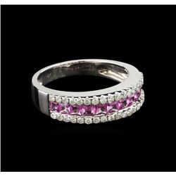 0.88ctw Pink Sapphire and Diamond Ring - 14KT White Gold