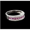 Image 1 : 0.88ctw Pink Sapphire and Diamond Ring - 14KT White Gold