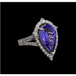 4.04ct Tanzanite and Diamond Ring - 14KT White Gold