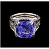 Image 2 : 6.87ct Tanzanite and Diamond Ring - 14KT White Gold