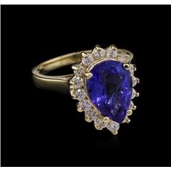 4.15ct Tanzanite and Diamond Ring - 14KT Yellow Gold