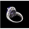 Image 3 : 6.47ct Tanzanite and Diamond Ring - 14KT White Gold