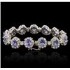 Image 2 : 14KT White Gold 10.66ctw Tanzanite and Diamond Bracelet