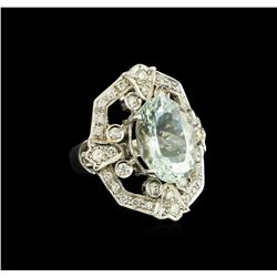 7.07ct Aquamarine and Diamond Ring - 14KT White Gold