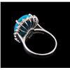 Image 3 : 4.92ct Turquoise and Diamond Ring - 14KT White Gold