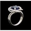 Image 4 : 4.60ct Tanzanite and Diamond Ring - 18KT White Gold
