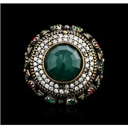 12.74ct Green Crystal and Multi Gemstone Ring - 925 SILVER