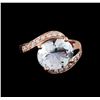 Image 2 : 3.30ct Aquamarine and Diamond Ring - 14KT Rose Gold