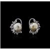 Image 2 : 14KT White Gold Pearl and Diamond Earrings