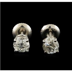 1.28ctw Diamond Solitaire Earrings - 14KT White Gold