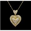 Image 1 : 14KT Yellow Gold 0.85ctw Diamond Heart Pendant With Chain