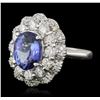 Image 1 : 14KT White Gold 3.15ct Tanzanite and Diamond Ring