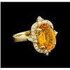 Image 1 : 5.25ct Citrine and Diamond Ring - 14KT Yellow Gold