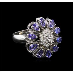 2.80ctw Tanzanite and Diamond Ring - 14KT White Gold