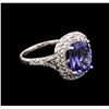 Image 2 : 3.25ct Tanzanite and Diamond Ring - 14KT White Gold