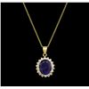 Image 1 : 6.74ct Sapphire and Diamond Pendant With Chain