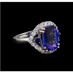 4.82ctw Multi Gemstone and Diamond Ring - 14KT White Gold