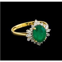 2.18ct Emerald and Diamond Ring - 14KT Yellow Gold