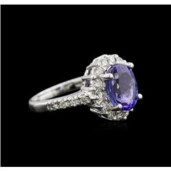 3.03ct Tanzanite and Diamond Ring - 14KT White Gold