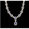 Image 1 : 14KT Yellow Gold 10.54ctw Tanzanite and Diamond Necklace
