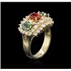 Image 3 : 14KT Yellow Gold 3.32ctw Sapphire and Diamond Ring