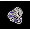 Image 1 : 14KT White Gold 1.60ctw Tanzanite and Diamond Ring