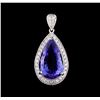 Image 1 : 9.17ct Tanzanite and Diamond Pendant - 18KT White Gold