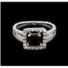 Image 2 : 0.50ct Black Onyx and Diamond Ring - 14KT White Gold