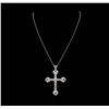 Image 1 : 0.77ctw Diamond Cross Pendant With Chain - 18KT White Gold