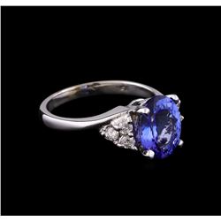 2.08ct Tanzanite and Diamond Ring - 14KT White Gold
