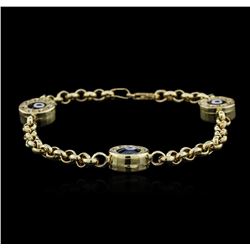 14KT Yellow Gold 0.30ctw Diamond Evil Eye Bracelet