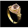 Image 4 : 2.79ct Morganite, Sapphire and Diamond Ring - 14KT Yellow Gold