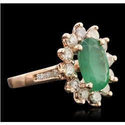 14KT Rose Gold 2.66ct Emerald and Diamond Ring