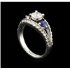Image 4 : 0.95ctw Diamond and Sapphire Ring - 14KT White Gold