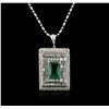 Image 1 : Platinum GIA Certified 6.98ct Emerald and Diamond Pendant With Chain