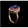 Image 4 : 3.83ct Tanzanite and Diamond Ring - 14KT Rose Gold