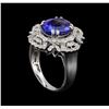 Image 4 : 3.76ct Tanzanite and Diamond Ring - 14KT White Gold