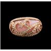 Image 2 : 14KT Rose Gold 3.85ct Pink Opal and Diamond Ring