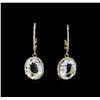 Image 1 : 6.00ctw Aquamarine and Diamond Earrings - 14KT Yellow Gold