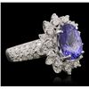 Image 1 : 14KT White Gold 4.30ct Tanzanite and Diamond Ring