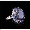 Image 1 : 14KT White Gold 15.52ctw Sapphire and Diamond Ring