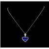 Image 2 : 16.74ct Tanzanite and Diamond Heart Pendant With Chain - Platinum