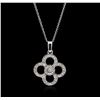 Image 1 : 14KT White Gold 0.20ctw Diamond Pendant With Chain