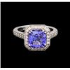 Image 2 : 2.95ct Tanzanite and Diamond Ring - 14KT White Gold