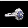 Image 1 : 14KT White Gold 0.72ctw Sapphire and Diamond Ring