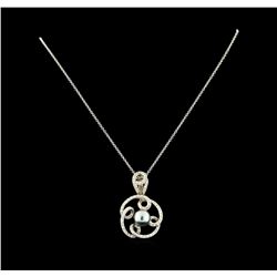 0.79ctw Diamond and Pearl Pendant With Chain - 14KT White Gold