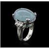 Image 3 : 14KT White Gold 7.60ct Aquamarine and Diamond Ring