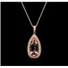 Image 1 : 8.52ct Morganite and Diamond Pendant - 14KT Rose Gold