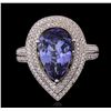 Image 2 : 14KT Two-Tone Gold 4.23ct Tanzanite and Diamond Ring
