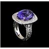 Image 4 : 15.06ct Tanzanite and Diamond Ring - 14KT White Gold